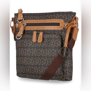 Crossbody womens Gianni Bernini block signature crossbody brown Tan